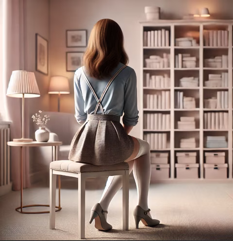 Femme trans dans une bibliothèque